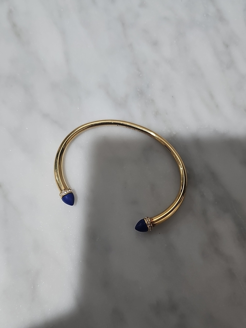 Michael Kors Gold Open Cuff with Blue Teardrop Ends